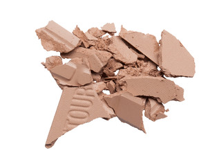 Sample of dry crushed contour face powder isolated on white