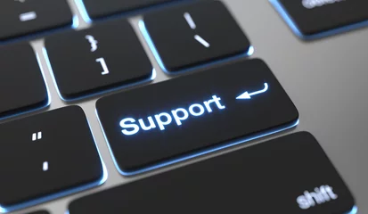 Deurstickers Support text on keyboard button. Online support concept © md3d