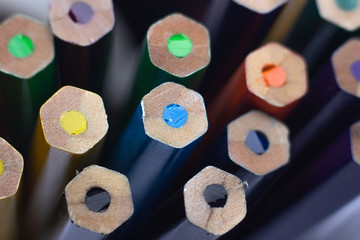 Colorful background from pencils. All the colors of the rainbow.