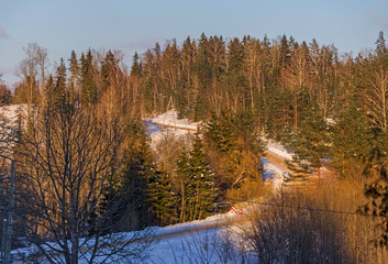 Snowy countryside road in winter, Latvia, Northern Europe © Ikars Kublins