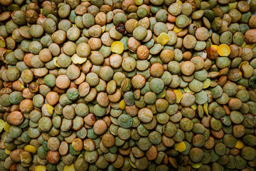 Top View Raw Green Lentils Pile Background