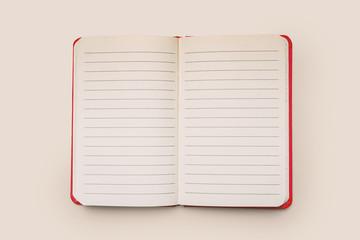 Paper Lined Diary. Blank Two Pages Notebook on Light Background.