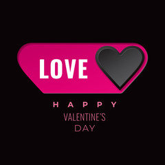 Love Logo as On Off Heart Shape Glamorous Toggle Switch Button with Happy Valentines Day Lettering Square Composition Creative Concept - Pink on Black Background - Gradient Graphic Design