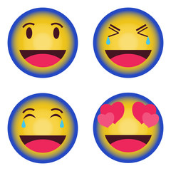 Emoticons, emoticon icon. Set of funny emoticons in flat design. Vector illustration.