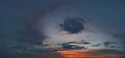 Fototapeta premium Russia. Western Siberia. Panorama of the evening sky over the fields near the city of Omsk.