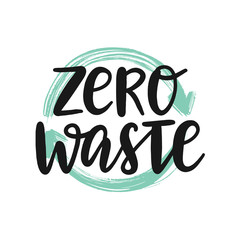 Zero waste typography poster as logotype, badge, label, tag, print. Zero waste lettering text. Save the planet lettering concept.