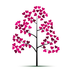The romantic valentine tree with hearts .