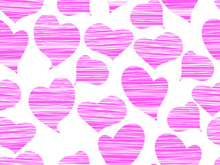 Seamless pattern with hearts for Valentine's day. Pink hearts on a white background for greeting card, wrapping paper, promotional materials. Vector illustration