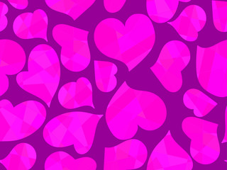 Seamless pattern with hearts for Valentine's day. Purple hearts for greeting card, wrapping paper, promotional materials. Vector illustration