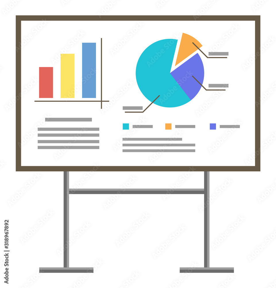 Poster information on board that isolated on white. finance diagram with colorful segments for financial re