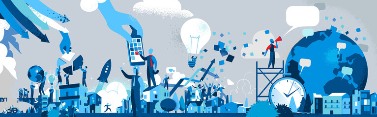 Società dell'Innovazione e della Comunicazione - Illustrazione vettoriale  © Hurca!