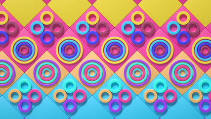 Beautiful colorful vibrant pattern. 3d illustration, 3d rendering.