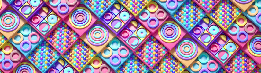 Beautiful colorful vibrant pattern. 3d illustration, 3d rendering.