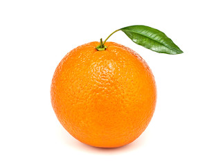 Orange fruit isolated on white. Juicy healthy vitamin C clean eating food. Organic whole citrus fruit for orange juice, clipping path. Fresh oranges, full depth of field