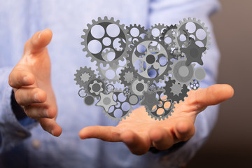 Business, Internet and technology concept. Business select gear icon on virtual screen.