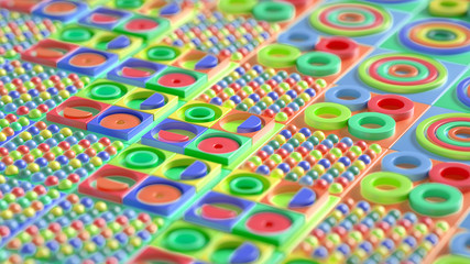 Beautiful colorful vibrant pattern. 3d illustration, 3d rendering.