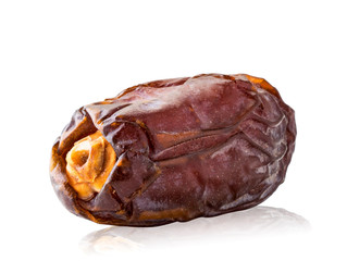 Dried date on a white background. Isolated