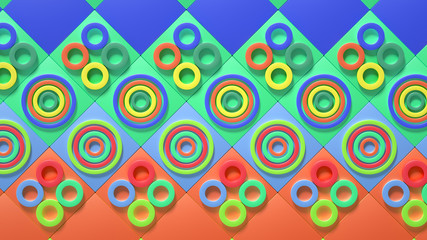 Beautiful colorful vibrant pattern. 3d illustration, 3d rendering.