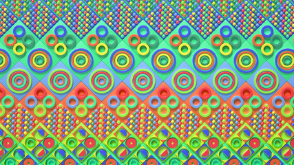 Beautiful colorful vibrant pattern. 3d illustration, 3d rendering.