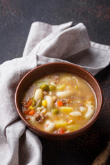 Soup with vegetable and minced meat