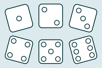 Dice, set of vintage dices isolated on a light background. Vector illustration of dice.