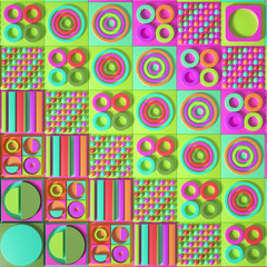 Beautiful colorful vibrant pattern. 3d illustration, 3d rendering.