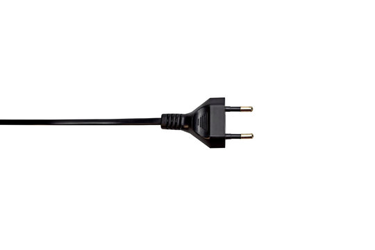 black electric European plug isolated on white background