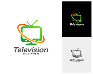TV Creative logo concepts, Television logo design, abstract colorful icons, elements and symbols, template - Vector