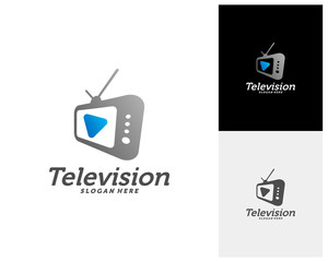 Media TV Creative logo concepts, Play Television logo design, abstract colorful icons, elements and symbols, template - Vector