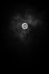 full moon at black background