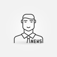 News anchor or Reporter vector man concept icon or symbol in outline style