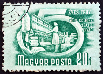 Postage stamp Hungary 1950 Textile Industry