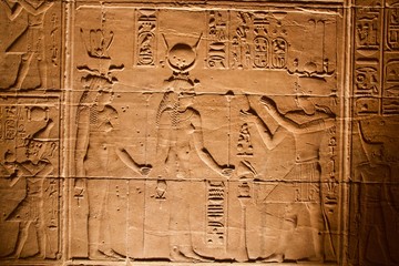 Hieroglyphics at egyptian temple