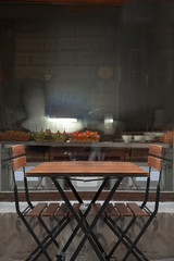 An empty table at the restaurant-cafe