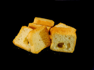 bread isolated on a black background