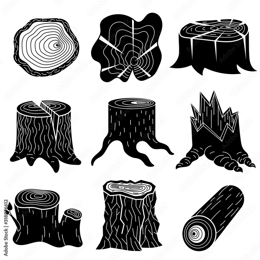 Poster stumps icons set. simple set of stumps vector icons for web design on white background