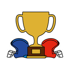 cup trophy and american football helmets isolated icon