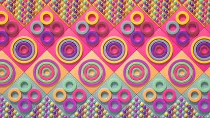 Beautiful colorful vibrant pattern. 3d illustration, 3d rendering.
