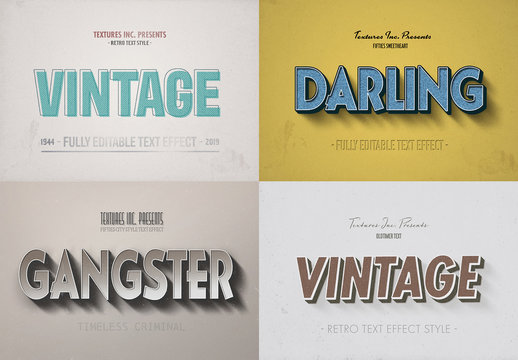 Retro Text Effect Mockup Bundle
