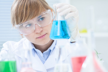 Researcher working with chemicals
