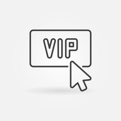 Mouse click on VIP button vector concept outline icon or symbol
