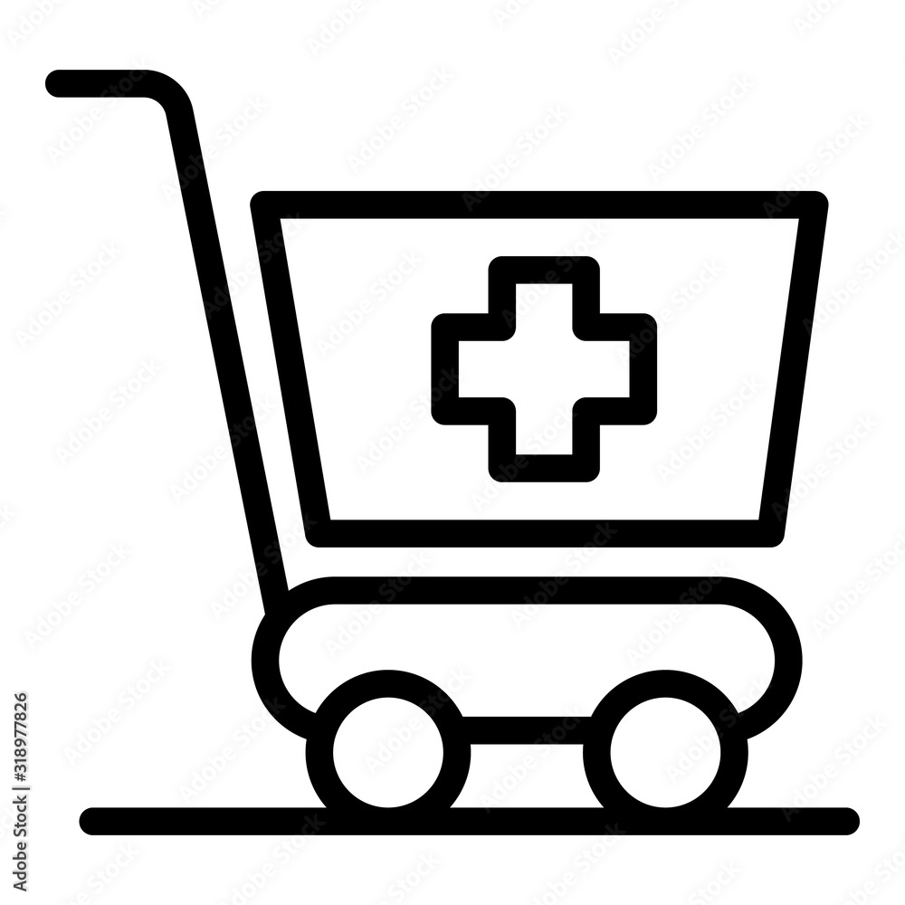 Poster shopping cart with a cross icon. outline shopping cart with a cross vector icon for web design isola