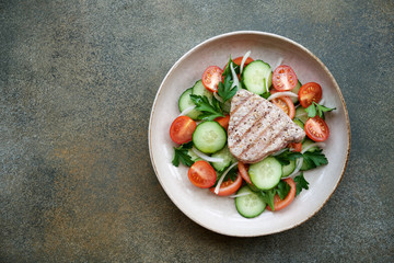 Grilled Tuna Steak with Vegetable Salad