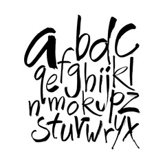 Vector Acrylic Brush Style Hand Drawn Alphabet Font. Calligraphy alphabet on a white background