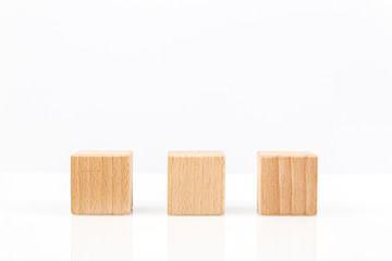 Wooden cubes on a white background