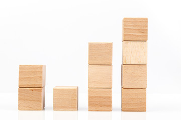 Wooden cubes on a white background