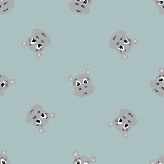 Seamless pattern with cartoon hippo.Children print, textile design.