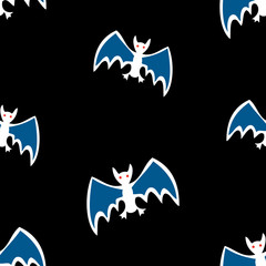 Seamless background of flying cartoon bats