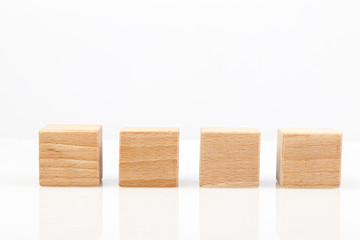 Wooden cubes on a white background