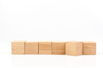 Wooden cubes on a white background